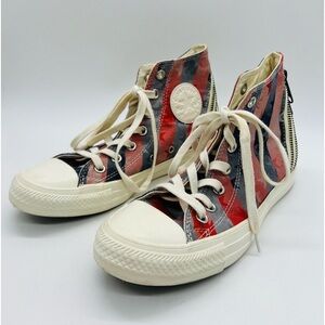 CONVERSE WOMEN’S PATRIOTIC LACE UP HIGHTOP SNEAKERS WITH ZIPPERED ACCENTS SZ 6.5
